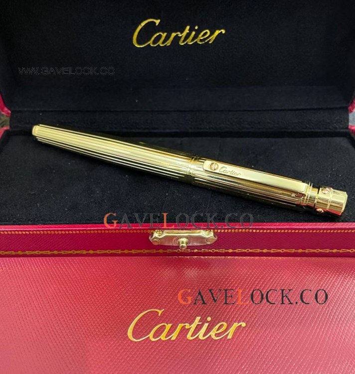 Clone Santos de Cartier Gold Rollerball Vertical Model